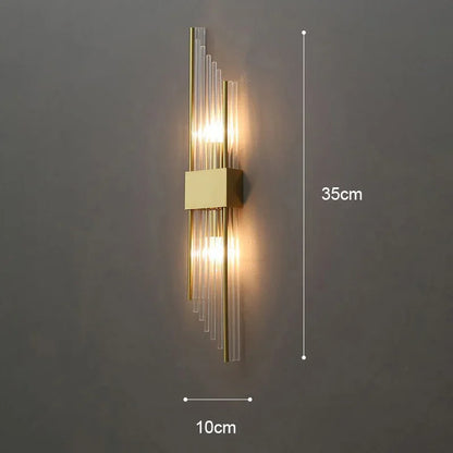 Applique Murale LED Dorée en Acier Inoxydable et Cristal, Éclairage Intérieur Design