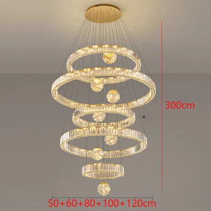 Lustre suspendu moderne en cristal pour salon et escalier, lumière chaleureuse