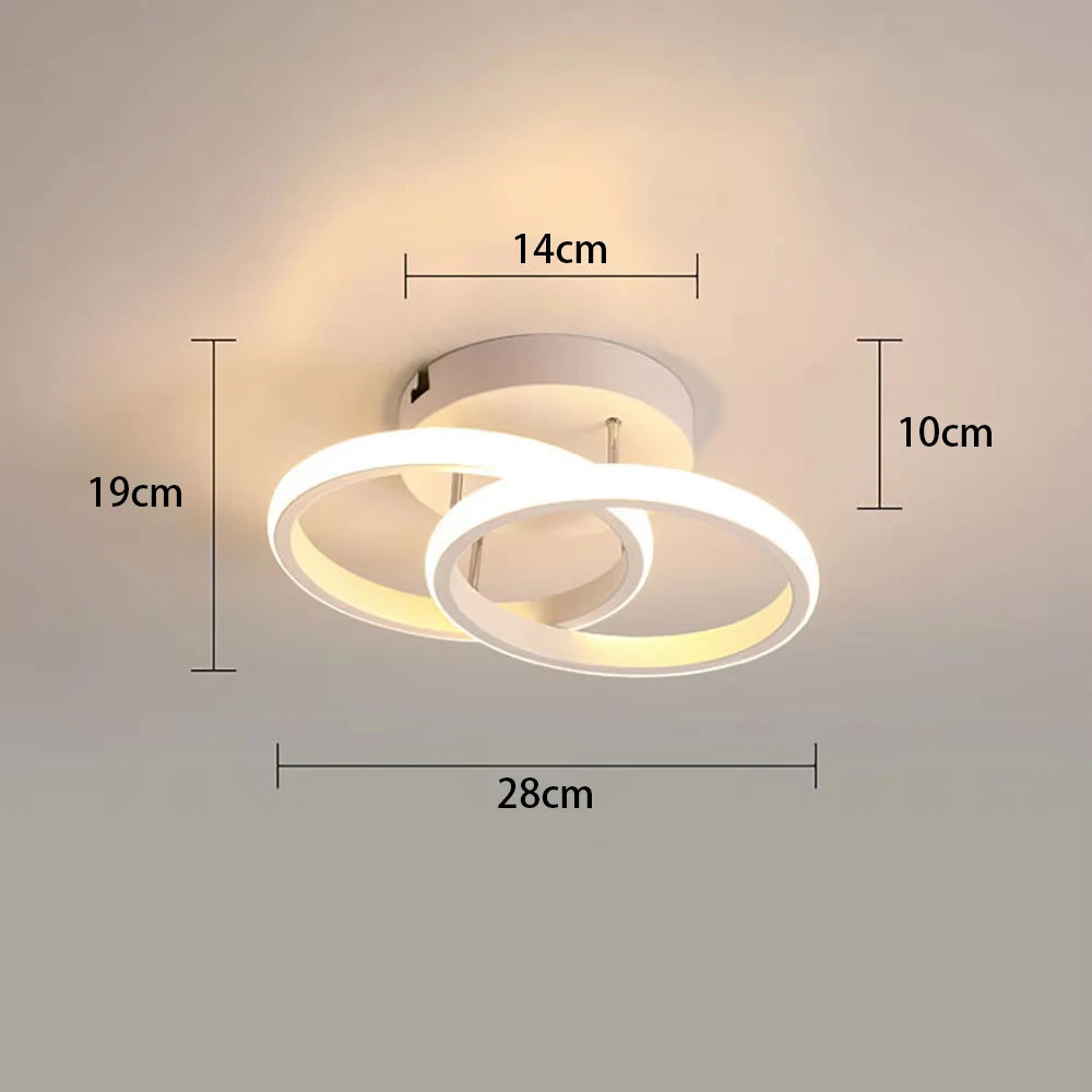 Plafonnier LED moderne à 2 anneaux en aluminium, lumière dimmable pour intérieur