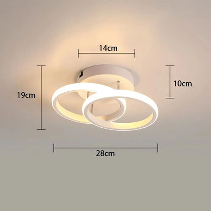 Plafonnier LED moderne à 2 anneaux en aluminium, lumière dimmable pour intérieur