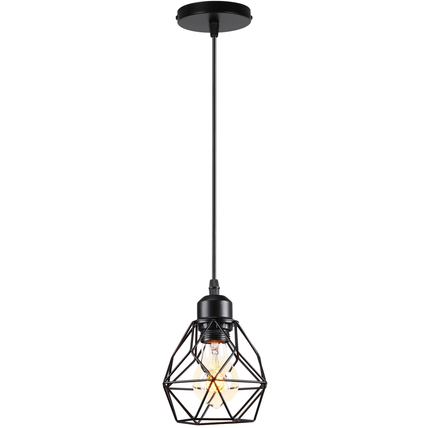 Suspension vintage en métal abat-jour cage fil noir pour éclairage intérieur