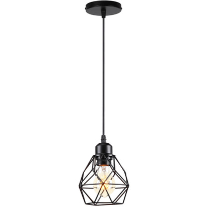 Suspension vintage en métal abat-jour cage fil noir pour éclairage intérieur
