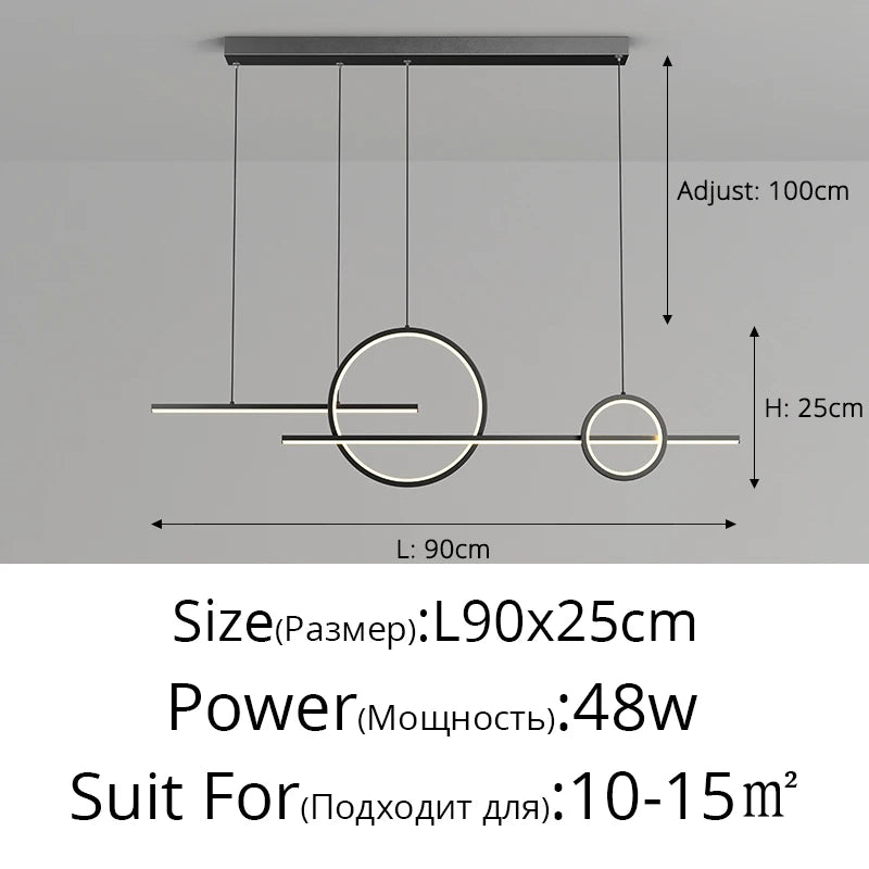 Suspension LED QIYIMEI en aluminium, lumière chaude pour salon et salle à manger