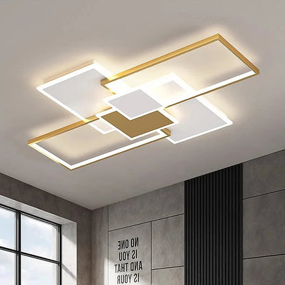 Plafonnier LED moderne en acier poli avec télécommande, lumière chaude pour salon et cuisine