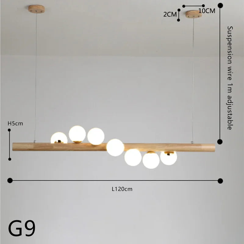 Suspension Plafonnier Bois Design Moderne G9, Lumière Ambiante Chaleureuse
