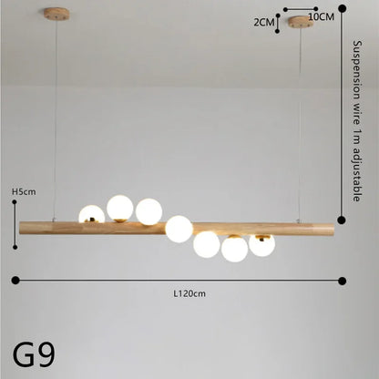 Suspension Plafonnier Bois Design Moderne G9, Lumière Ambiante Chaleureuse