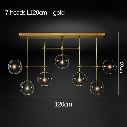 Suspension boule en verre design nordique noir et or LED pour salon et chambre
