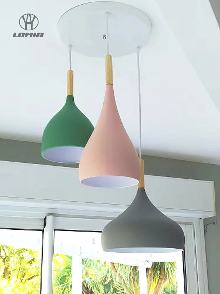 Suspension multicolore moderne E27 en aluminium, éclairage LED 110-220V