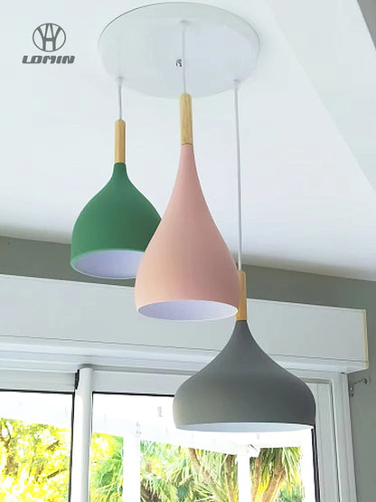 Suspension multicolore moderne E27 en aluminium, éclairage LED 110-220V