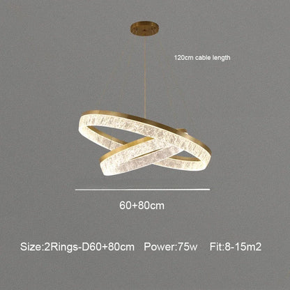 Suspension LED anneaux modernes en aluminium pour salon et salle à manger