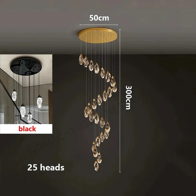 Lustre suspendu moderne en cristal LED, lumière chaude réglable pour intérieur design