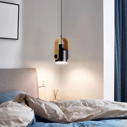 Suspension nordique à angle réglable en métal et bois, lumière chaleureuse pour chambre et hôtel