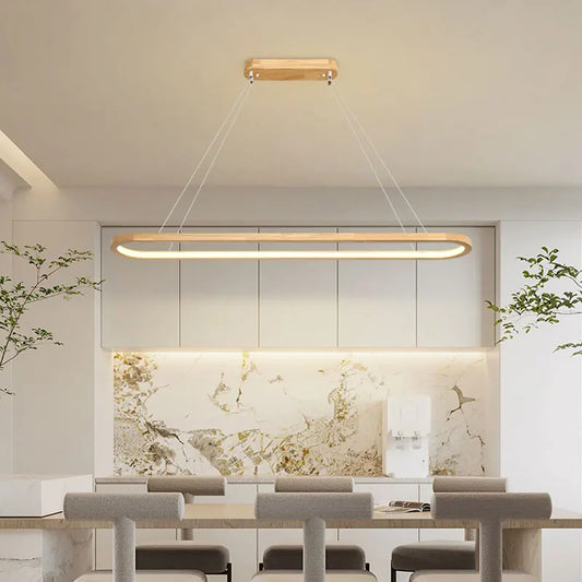 Suspension LED en bois design moderne, lumière blanche pour intérieur cosy