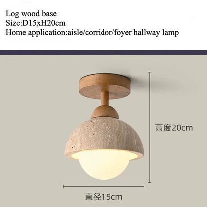 Plafonnier LED en pierre de travertin, lumière chaude pour salon et couloir