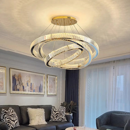 Plafonnier lustre suspendu en cristal, éclairage salon et salle à manger, lumière chaude réglable