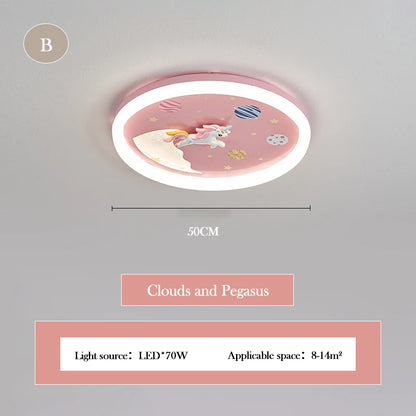 Plafonnier Licorne Arc-en-Ciel Rose LED Ambiance Chaleureuse pour Chambre Enfant