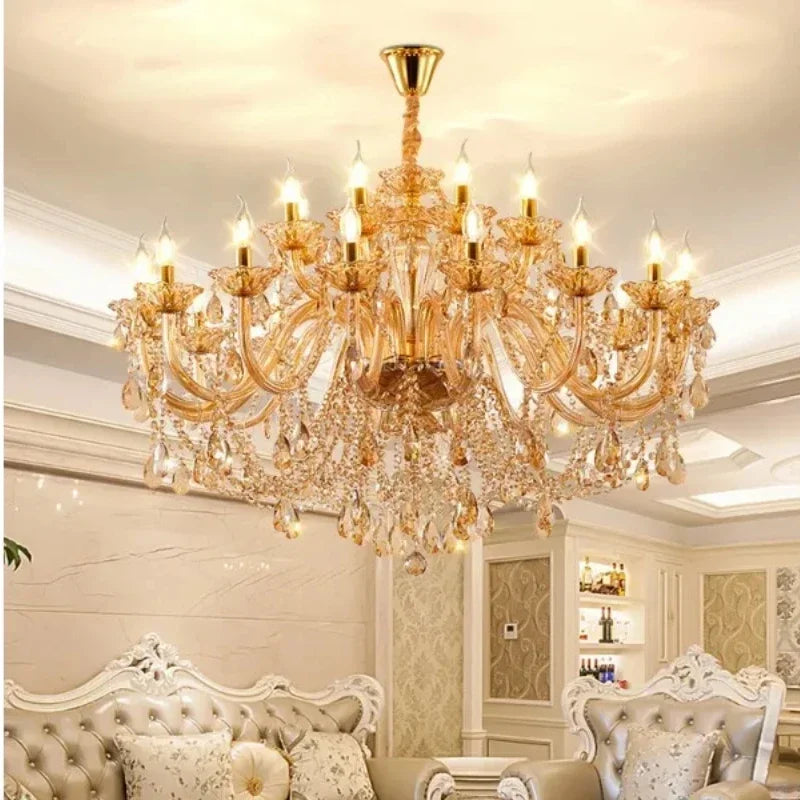 Lustre en cristal européen moderne pour salon et salle à manger élégante