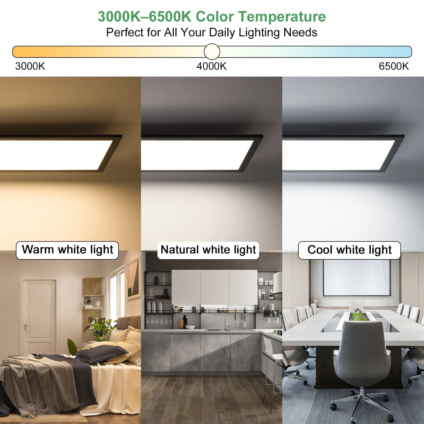 Plafonnier LED 100×25 cm 30 W dimmable, lumière variable 3000-6500 K avec télécommande, design moderne