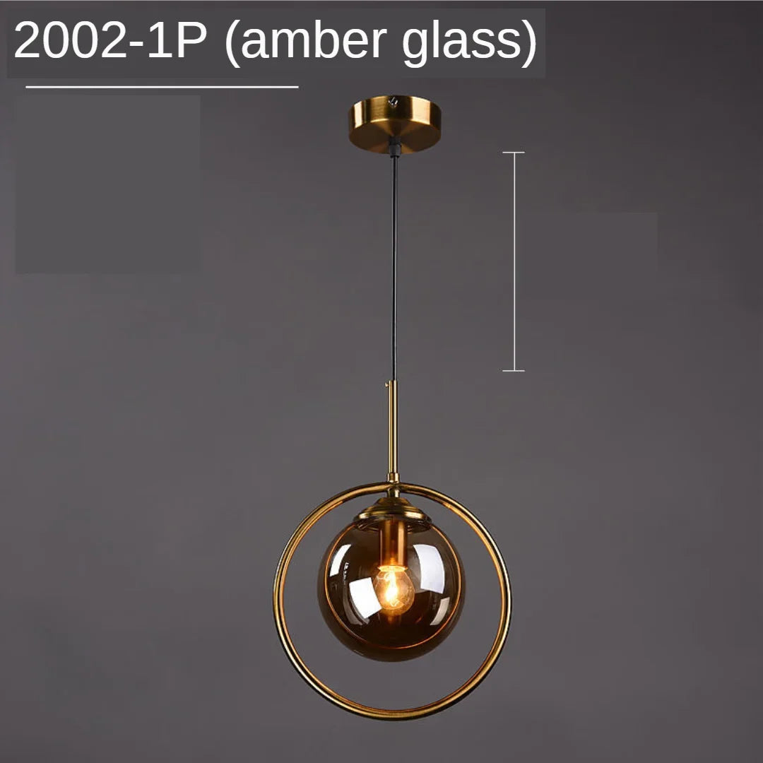 Suspension boule en verre moderne, luminaire décoratif pour cuisine et salle à manger