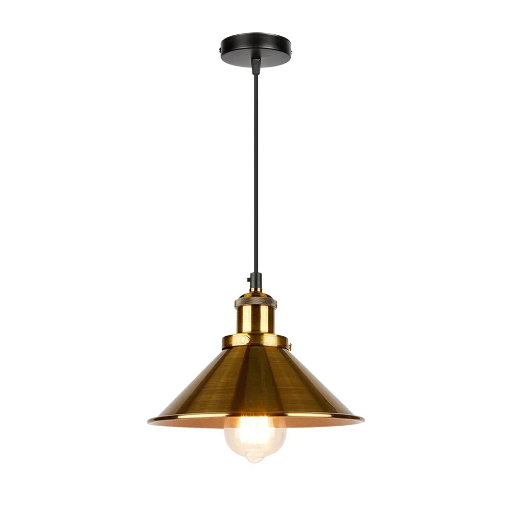 Suspension vintage E27 DINDALLED en métal noir et or, lustre d'intérieur
