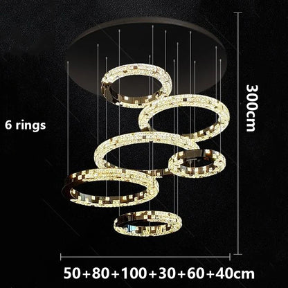 Lustre suspendu en cristal moderne pour escalier et salon, éclairage intérieur élégant