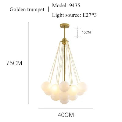 Suspension moderne en verre dépoli, lampe boule LED pour salon et salle à manger