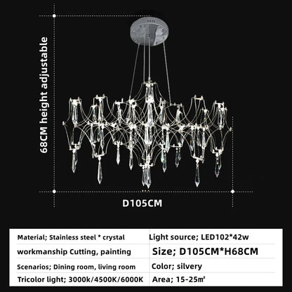 Suspension moderne en cristal pour salon et chambre, éclairage LED dimmable