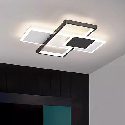 Plafonnier LED moderne en acier poli avec télécommande, lumière chaude pour salon et cuisine