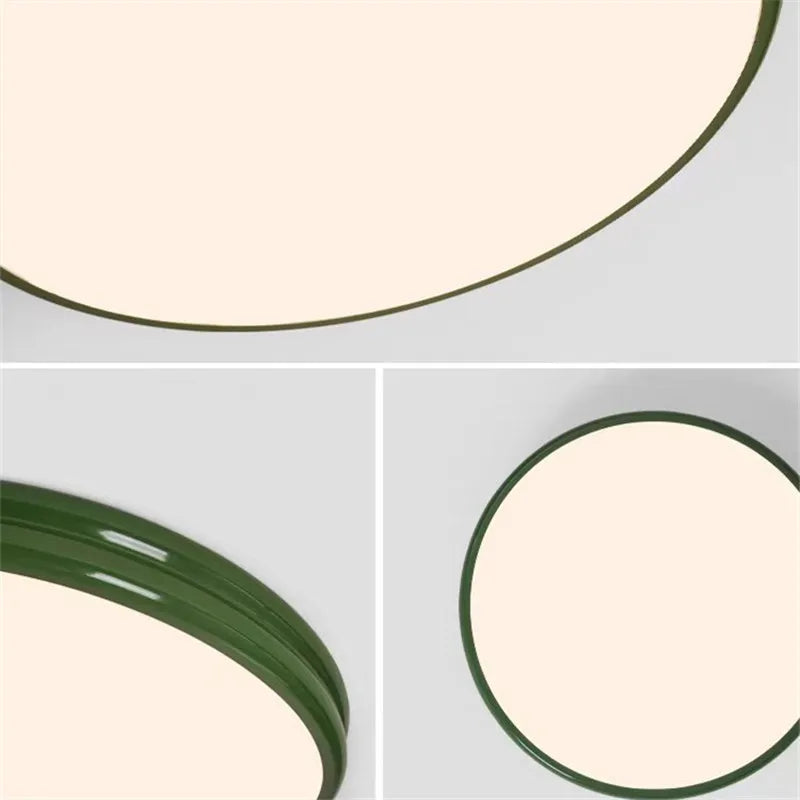 Plafonnier rond Bauhaus vert en métal LED pour ambiance cosy