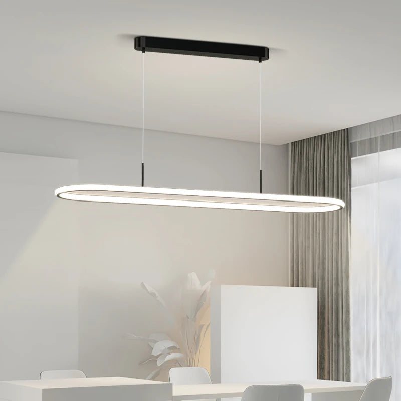 Suspension LED en aluminium noire ou blanche, lumière chaude pour table à manger