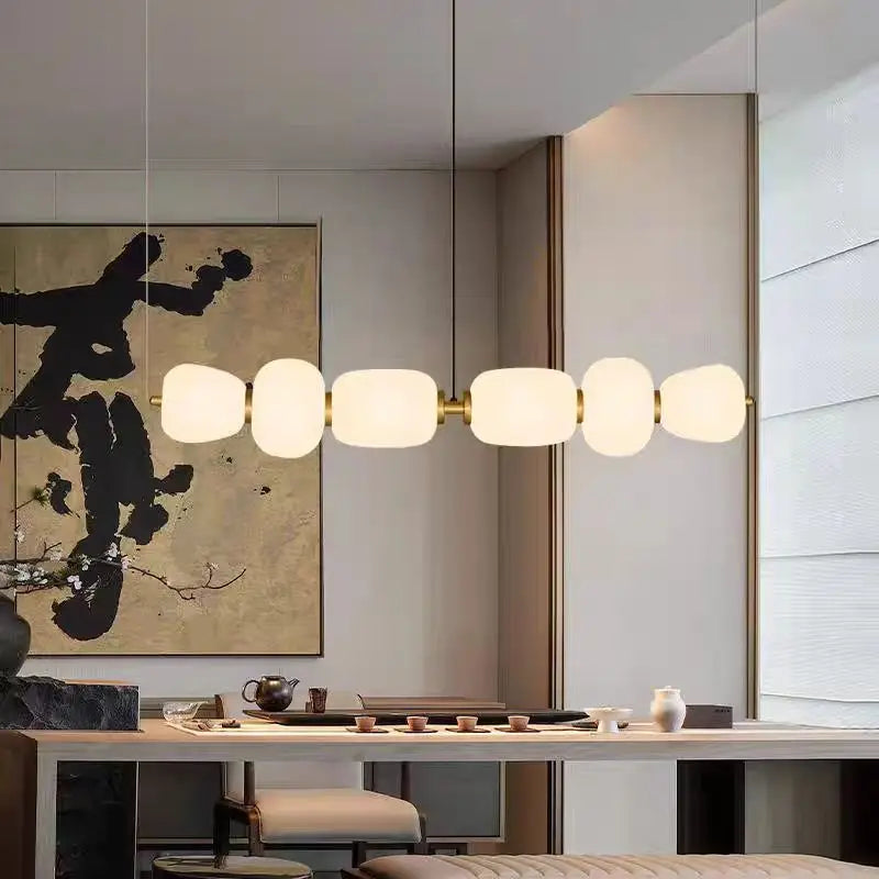 Suspension en verre style crème française, luminaire intérieur élégant