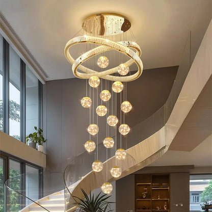 Lustre en cristal moderne pour salon, hall et loft, éclairage cosy à intensité variable