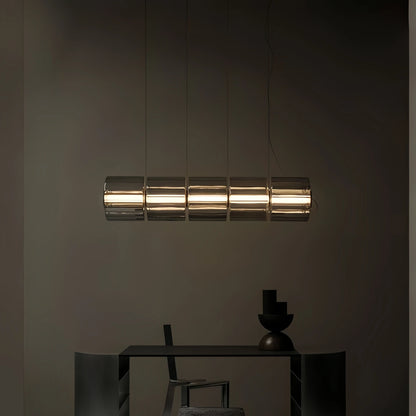 Suspension verre fumé gris design nordique LED pour salon et restaurant