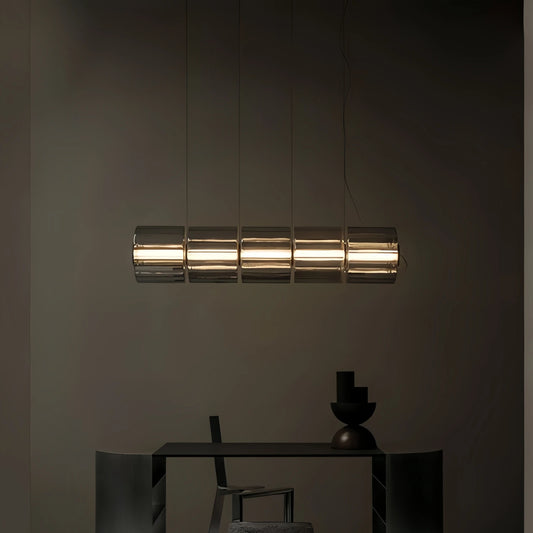 Suspension verre fumé gris design nordique LED pour salon et restaurant