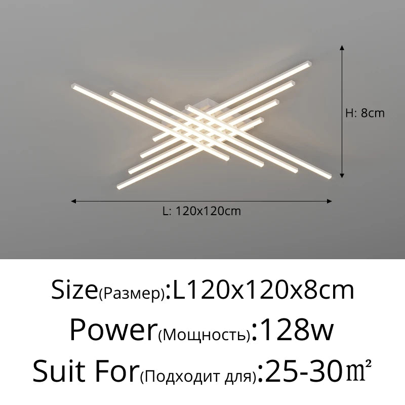 Plafonnier géométrique noir en fer pour salon et salle à manger, lumière variable