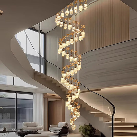 Lustre suspension moderne en cristal pour villa et salon avec LED dimmable