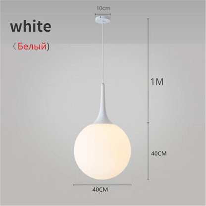 Suspension LED Boule en Verre Nordique, Luminaire Design Moderne