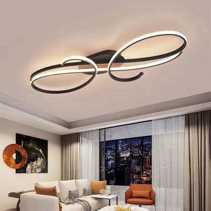 Plafonnier moderne noir en aluminium LED avec télécommande, dimmable pour salon et cuisine