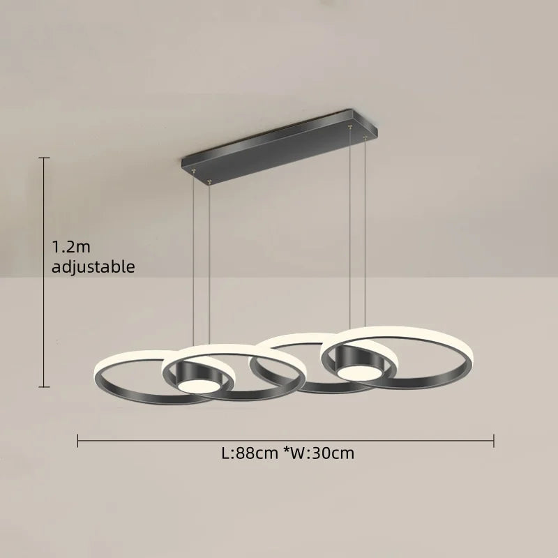 Suspension circulaire en aluminium moderne avec lumière LED chaude, pour salon et salle à manger