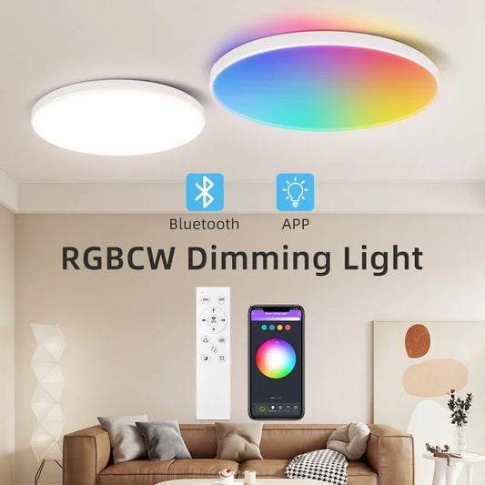 Plafonnier LED 72W RGB Dimmable avec Télécommande, Design Moderne