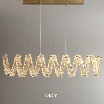 Suspension LED design moderne en fil métallique, luminaire décoratif d’intérieur en cristal
