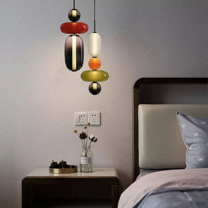 Suspension LED en verre coloré design nordique moderne pour intérieur