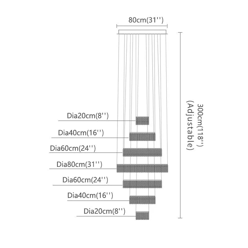Lustre LED en cristal chromé Art Déco pour escalier, éclairage intérieur premium