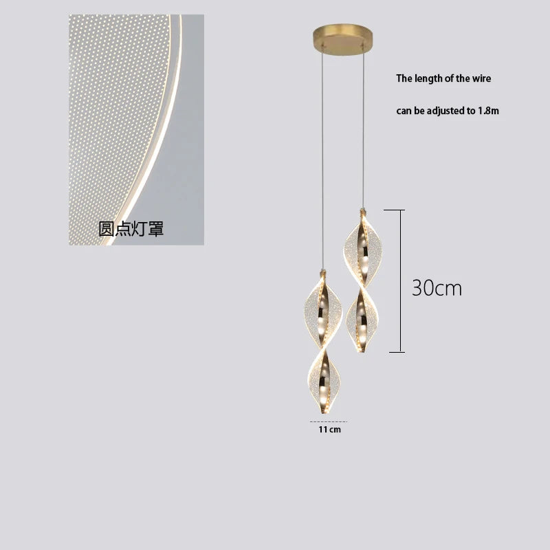 Suspension LED nordique en acrylique, lumière chaude et naturelle pour intérieur