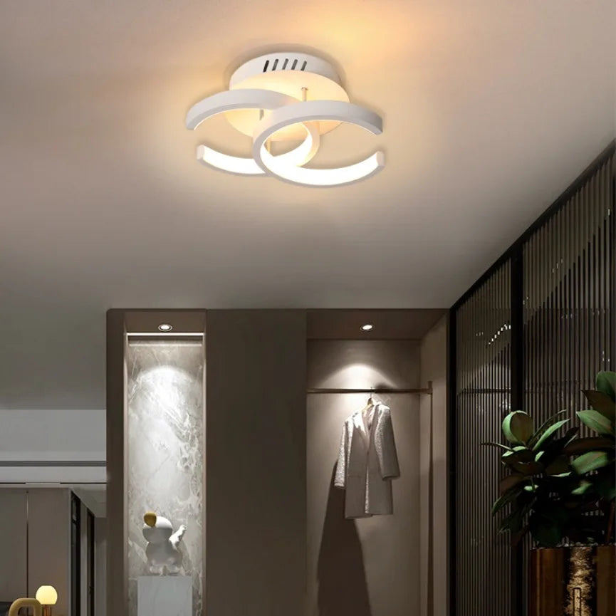 Plafonnier LED moderne dimmable à télécommande, design contemporain en aluminium, lumière chaude ou blanche, installation en surface
