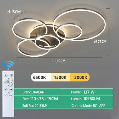 Plafonnier LED Nordique en acrylique réglable 3 couleurs pour salon et chambre