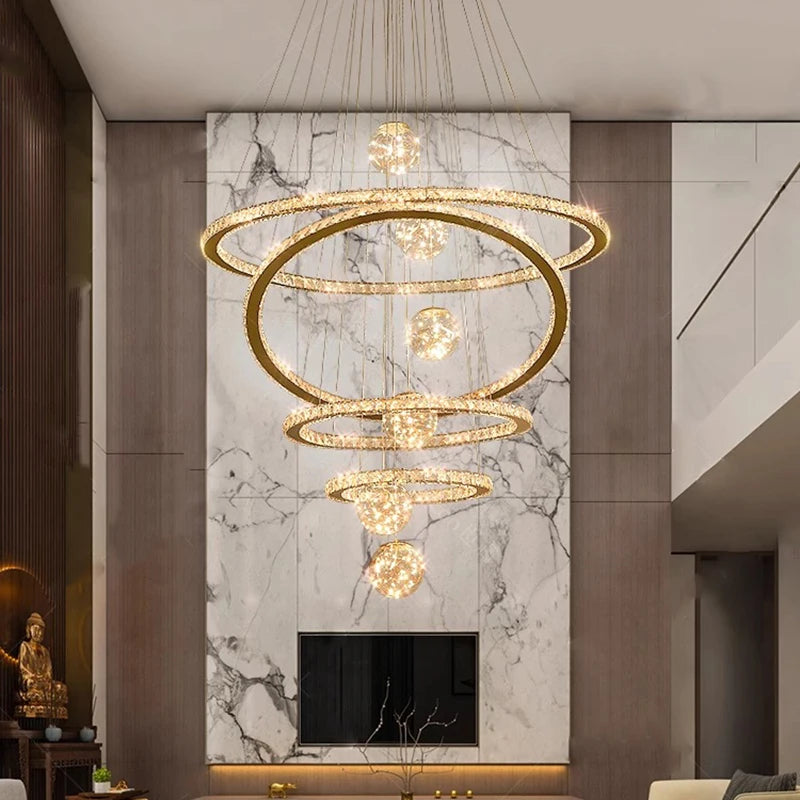 Lustre moderne en cristal nordique à lumière LED pour salon élégant