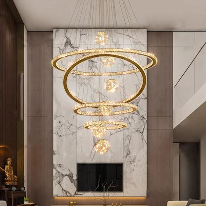 Lustre moderne en cristal nordique à lumière LED pour salon élégant