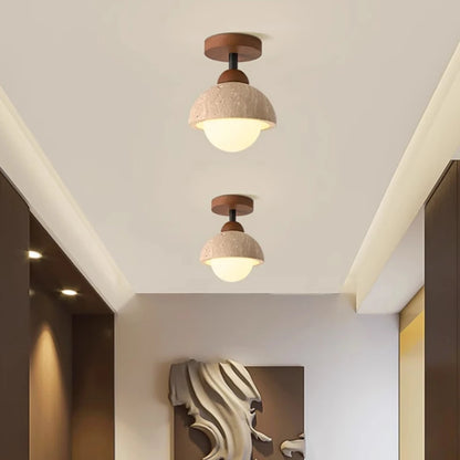 Plafonnier LED en pierre de travertin, lumière chaude pour salon et couloir