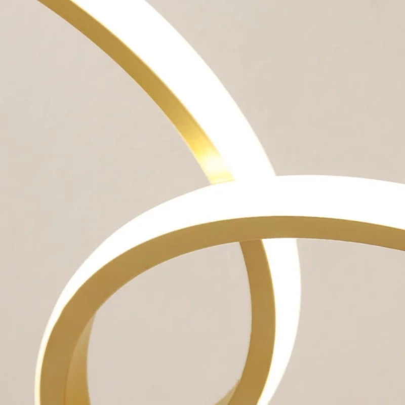 Suspension circulaire en aluminium moderne avec lumière LED chaude, pour salon et salle à manger